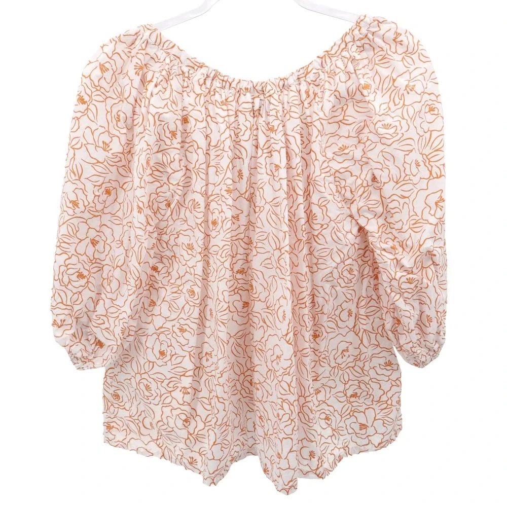 Faithfull The Brand La Riva Top Martini Floral Orange Cotton Size 4 Small
